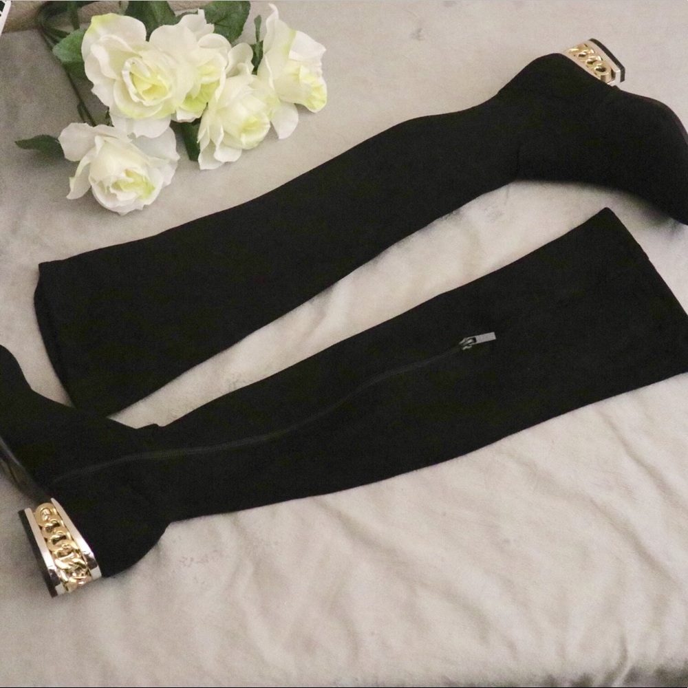 Sexy Back Over The Knee Boots silver&gold heel